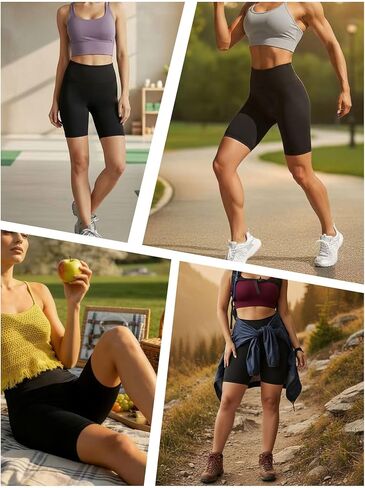 5 Pack High Waisted Biker Shorts for Women, Super Soft Tummy Control No See Through Workout Running Yoga Shorts, 6" Inseam in Kuwait