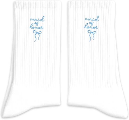 Blue Bow Wedding Crew Socks, Bride To Be Gifts, Wedding Essentials in Kuwait