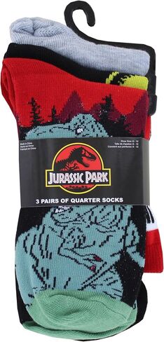 Hyp Jurassic Park Men's Quarter Socks, 3-Pack, 10-13 in Kuwait