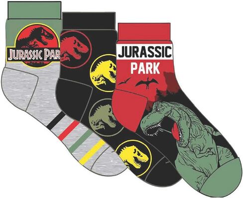 Hyp Jurassic Park Men's Quarter Socks, 3-Pack, 10-13 in Kuwait