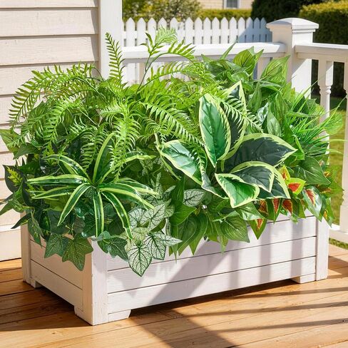 Artificial Plants Outdoor,18PCS UV Resistant Fake Greenery&Flowers with Stems Faux Plant Outside for Front Proch Garden Patio Planters Window Boxes Home Decor(Not Included Planter) in Saudi Arabia