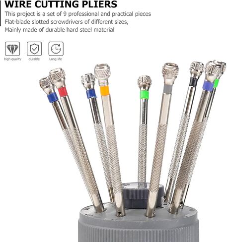 ULTECHNOVO 9-Piece Precision Flat Slotted Screwdriver Set with Revolving Base for Watch Repair Eyeglass Frame and Electronics Compact 4.72 Inch Kit with Spare Blades in Saudi Arabia