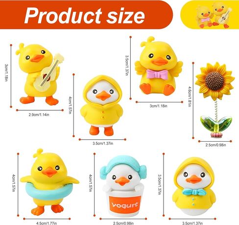 6 Pcs Yellow Ducks Car Decorations for Center Console and Dashboard，Center Console Decoration for Car ，Micro Landscape Decorative Ornaments.(6 Yellow Ducks+1 Sunflower) in Kuwait