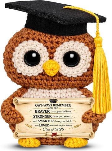 Crochet Graduation Gift - 5th 8th Grade Graduation Gifts for Girls Boys Kindergarten Graduation Gifts for Girls Class of 2026 Grad Gift for Girl Positive Crochet Handmade Owl Easter Gifts for Daughter in Kuwait