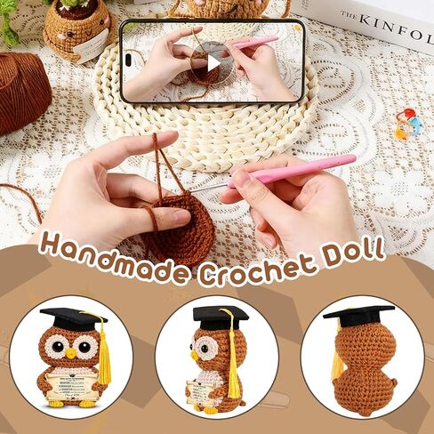 Crochet Graduation Gift - 5th 8th Grade Graduation Gifts for Girls Boys Kindergarten Graduation Gifts for Girls Class of 2026 Grad Gift for Girl Positive Crochet Handmade Owl Easter Gifts for Daughter in Kuwait