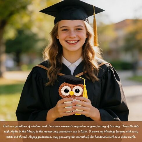 Crochet Graduation Gift - 5th 8th Grade Graduation Gifts for Girls Boys Kindergarten Graduation Gifts for Girls Class of 2026 Grad Gift for Girl Positive Crochet Handmade Owl Easter Gifts for Daughter in Kuwait