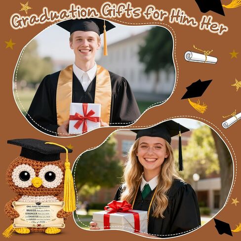 Crochet Graduation Gift - 5th 8th Grade Graduation Gifts for Girls Boys Kindergarten Graduation Gifts for Girls Class of 2026 Grad Gift for Girl Positive Crochet Handmade Owl Easter Gifts for Daughter in Kuwait