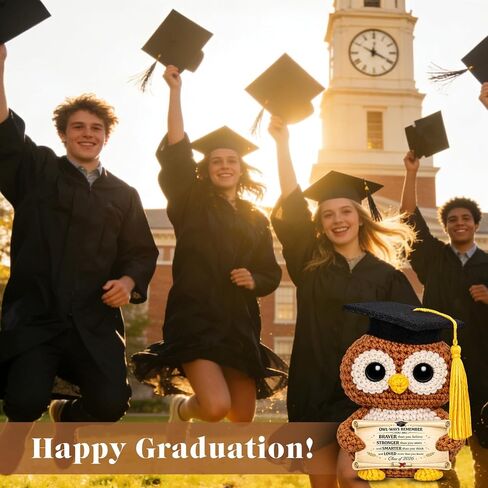 Crochet Graduation Gift - 5th 8th Grade Graduation Gifts for Girls Boys Kindergarten Graduation Gifts for Girls Class of 2026 Grad Gift for Girl Positive Crochet Handmade Owl Easter Gifts for Daughter in Kuwait