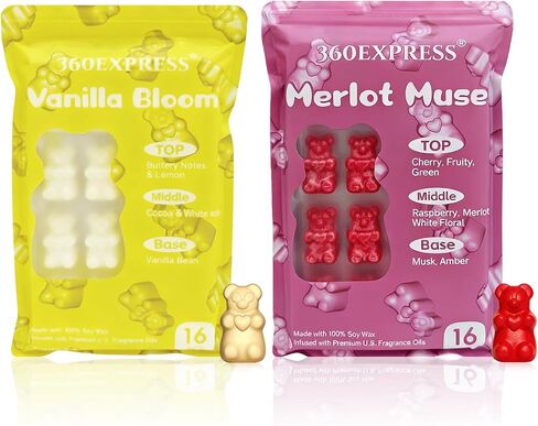Wax Melts - 32 Cute Bear Scented Wax Cubes for Warmers - Vanilla Bloom, Merlot Muse-2 Pack in Saudi Arabia