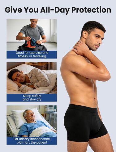Ecoperiod Incontinence Underwear for Men, Cotton Reusable Men's Incontinence Underwear for Men, 100ML Absorb Leak Proof Boxer Briefs, Heavy Flow Bladder Leak Protection in Saudi Arabia