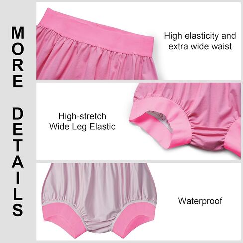 Adult Cloth Diaper Cover Waterproof Plastic Pants Rubber Underwear for Incontinence Leak Proof Washable (Pink4XL) in Saudi Arabia
