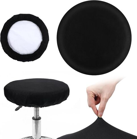 Tyqour 2 PCS Stool Covers Round Fits 11-15 Inch Bar Stool Seat Covers, Barstool Covers Slipcovers, Stool Cushion Round, High Elastic Polyester, Black, Washable Slipcovers for Home Bar Hotel in Kuwait