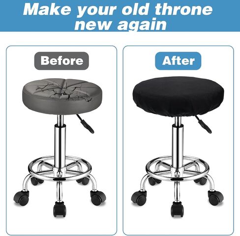 Tyqour 2 PCS Stool Covers Round Fits 11-15 Inch Bar Stool Seat Covers, Barstool Covers Slipcovers, Stool Cushion Round, High Elastic Polyester, Black, Washable Slipcovers for Home Bar Hotel in Kuwait