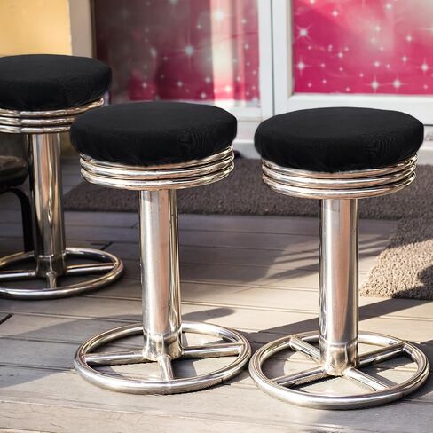 Tyqour 2 PCS Stool Covers Round Fits 11-15 Inch Bar Stool Seat Covers, Barstool Covers Slipcovers, Stool Cushion Round, High Elastic Polyester, Black, Washable Slipcovers for Home Bar Hotel in Kuwait