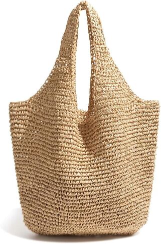 Beach Bags for Women,Summer Soft Large Woven Shoulder Handbags Boho Straw Tote Bags for Travel Vacation 2026 in Saudi Arabia
