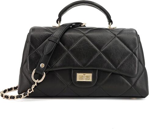 M-ioi-M Quilted Leather Crossbody Bag for Women, Top Handle Flap Purse with Detachable Gold Chain Strap, Shoulder Handbag in Saudi Arabia