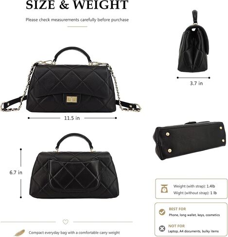 M-ioi-M Quilted Leather Crossbody Bag for Women, Top Handle Flap Purse with Detachable Gold Chain Strap, Shoulder Handbag in Saudi Arabia