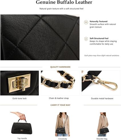 M-ioi-M Quilted Leather Crossbody Bag for Women, Top Handle Flap Purse with Detachable Gold Chain Strap, Shoulder Handbag in Saudi Arabia