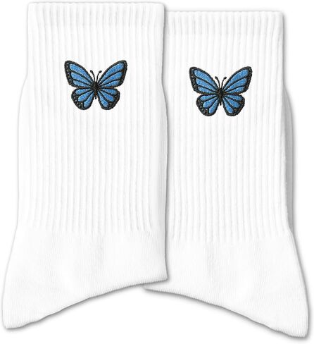 FujLoy Funny Crawler Socks - White Crew Socks for Men, Women - Gifts for Him or Her in Kuwait