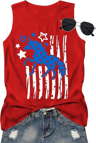 4th of July Bow Tank Top Women-Vintage American Bow Sleeveless Shirt USA Flag Tee Top Patriotic Tank Top in Saudi Arabia