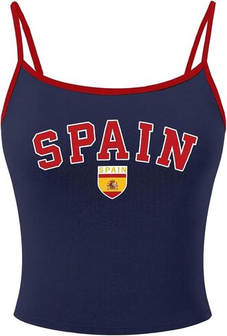 SweatyRocks Women's Y2k Spain Letter Graphic Crop Tops Summer Slim Fitted Camisole Tank Top in Saudi Arabia