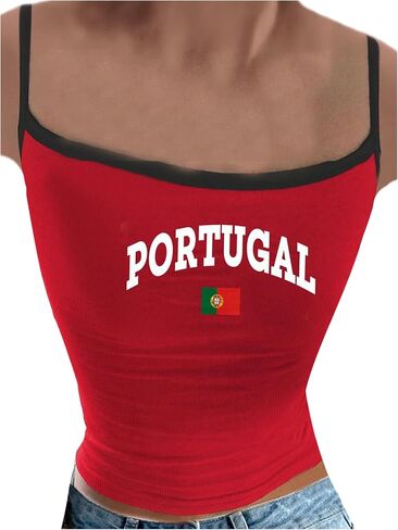 SweatyRocks Women's Y2k Spain Letter Graphic Crop Tops Summer Slim Fitted Camisole Tank Top in Saudi Arabia