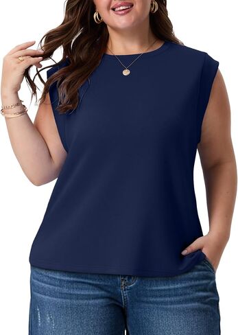 OLRIK Plus Size Tank Tops for Women Cap Sleeve Soft Stretch Summer Blouses Casual Basic Tee with Underarm Coverage in Saudi Arabia