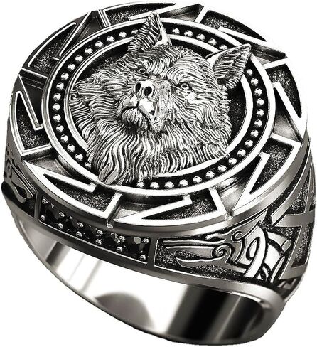 3D Animal Ring Forest Wolf Ring for men Viking Wolf Head rings Stainless Steel Hip Hop ring Jewelry Punk Ring Club ring Heavy Metal ring for Men in Kuwait