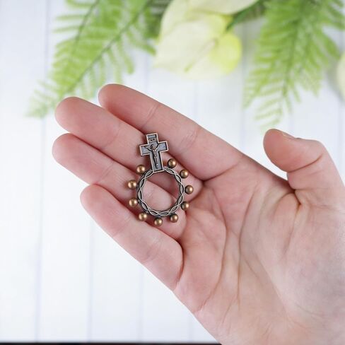 Needzo Pack of 5 Copper Finish Rosary Prayer Loops with Cross, Pocket-Sized, 1.75 Inches in Kuwait