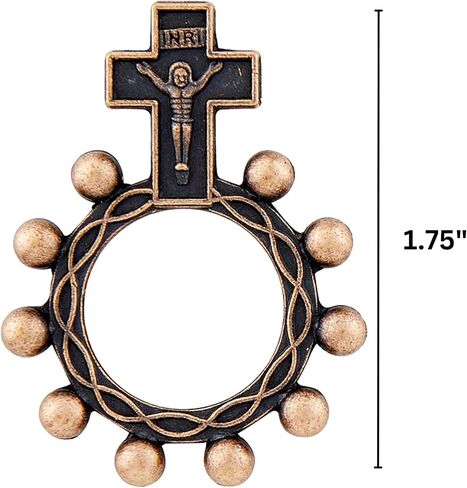 Needzo Pack of 5 Copper Finish Rosary Prayer Loops with Cross, Pocket-Sized, 1.75 Inches in Kuwait