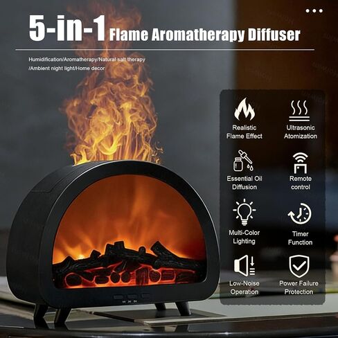 Fireplace Flame Essential Oil Diffuser - 7 Color Ultrasonic Aromatherapy Humidifier with 7-Mode Running Lights, Remote Control, 3 Timer, 200ml Noiseless for Home Bedroom Office (Antique Copper) in Kuwait