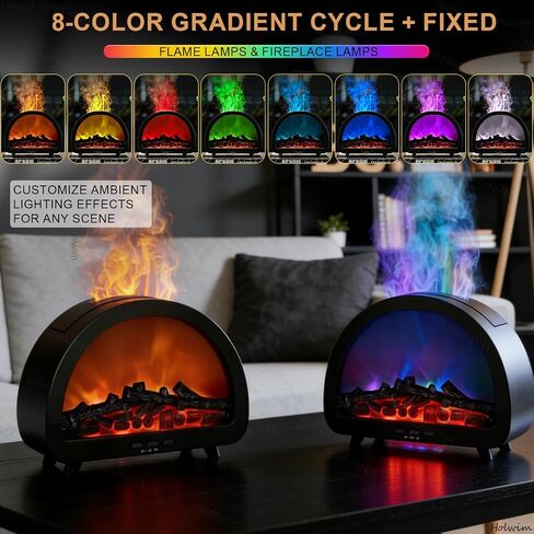 Fireplace Flame Essential Oil Diffuser - 7 Color Ultrasonic Aromatherapy Humidifier with 7-Mode Running Lights, Remote Control, 3 Timer, 200ml Noiseless for Home Bedroom Office (Antique Copper) in Kuwait