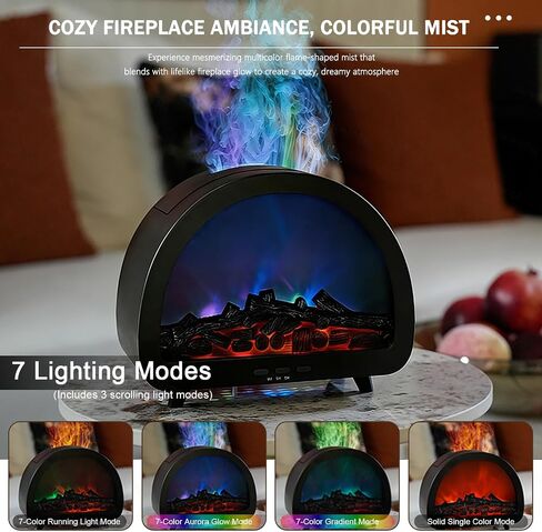 Fireplace Flame Essential Oil Diffuser - 7 Color Ultrasonic Aromatherapy Humidifier with 7-Mode Running Lights, Remote Control, 3 Timer, 200ml Noiseless for Home Bedroom Office (Antique Copper) in Kuwait