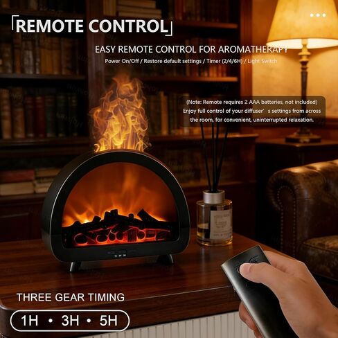 Fireplace Flame Essential Oil Diffuser - 7 Color Ultrasonic Aromatherapy Humidifier with 7-Mode Running Lights, Remote Control, 3 Timer, 200ml Noiseless for Home Bedroom Office (Antique Copper) in Kuwait