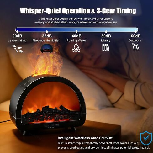Fireplace Flame Essential Oil Diffuser - 7 Color Ultrasonic Aromatherapy Humidifier with 7-Mode Running Lights, Remote Control, 3 Timer, 200ml Noiseless for Home Bedroom Office (Antique Copper) in Kuwait