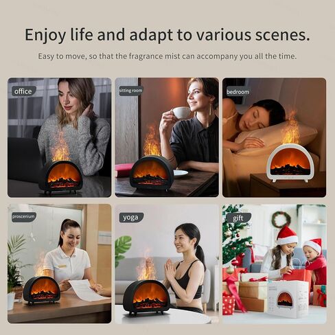 Fireplace Flame Essential Oil Diffuser - 7 Color Ultrasonic Aromatherapy Humidifier with 7-Mode Running Lights, Remote Control, 3 Timer, 200ml Noiseless for Home Bedroom Office (Antique Copper) in Kuwait