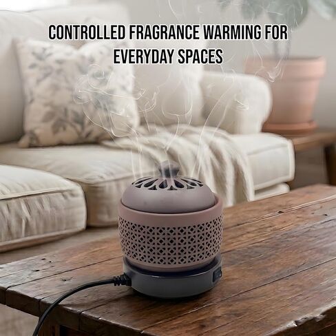 Ceramic Electric Incense Burner with Temperature Control, Timer & Night Light – Bakhoor & Resin Warmer (Brown) in Saudi Arabia