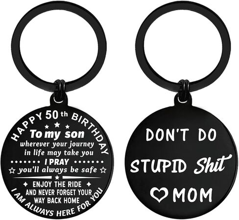 ENGZHI Son 50th Birthday Gifts for Men, 50 Year Old Son Birthday Decorations Gift for Him, 50th Birthday Keychain in Kuwait