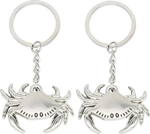 2PCS Crab Keychain Bag Charms Cute Metal Animal Crab Key Chain Ring Gifts for Handbag Purse Men Women Boys Girls in Kuwait