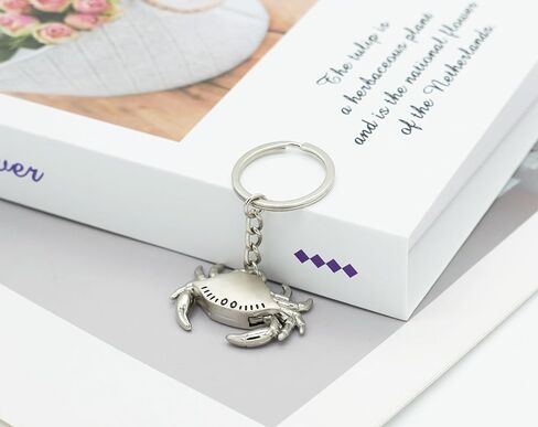 2PCS Crab Keychain Bag Charms Cute Metal Animal Crab Key Chain Ring Gifts for Handbag Purse Men Women Boys Girls in Kuwait