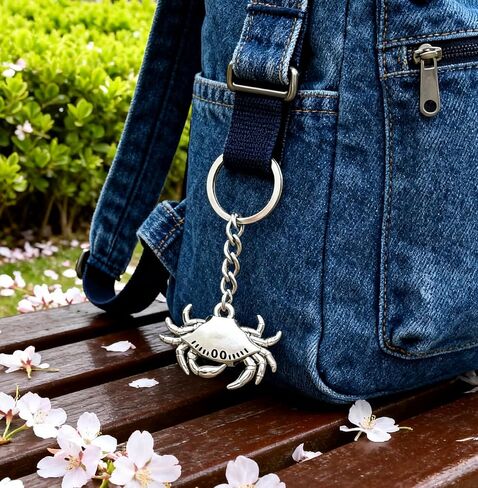 2PCS Crab Keychain Bag Charms Cute Metal Animal Crab Key Chain Ring Gifts for Handbag Purse Men Women Boys Girls in Kuwait