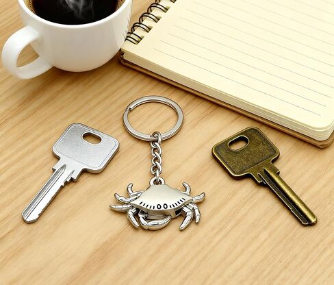 2PCS Crab Keychain Bag Charms Cute Metal Animal Crab Key Chain Ring Gifts for Handbag Purse Men Women Boys Girls in Kuwait