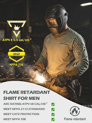 FR Shirts for Men 5.5oz Lightweight Fire Resistant Shirts for Men Long Sleeve NFPA2112/CAT2 in Saudi Arabia