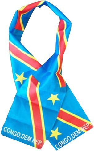 Trade Winds Democratic Republic of Congo Country Lightweight Flag Printed Knitted Style Scarf 8"x60" in Kuwait