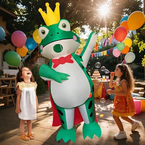 Frog Prince Inflatable Costume Air Blow-up Suit Cosplay Costume for Adult/Halloween, Christmas, Easter, Birthday (Frog Prince) in Saudi Arabia