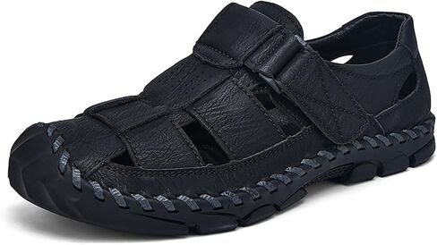 Closed-Toe Hiking Men's Sandals – Adjustable Fisherman Design in Durable Genuine Leather for Versatile Trails in Saudi Arabia