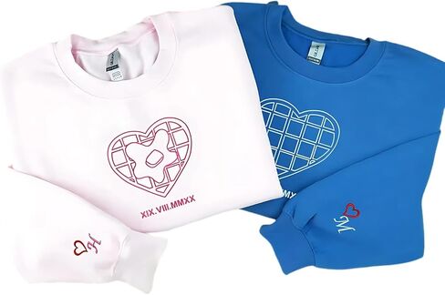 COUPLEHOODIES Custom Embroidered Couple Sweatshirts with Wreath Heart – Gift for Christmas Anniversary Valentines Day (Style) in Saudi Arabia