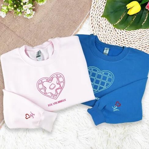 COUPLEHOODIES Custom Embroidered Couple Sweatshirts with Wreath Heart – Gift for Christmas Anniversary Valentines Day (Style) in Saudi Arabia