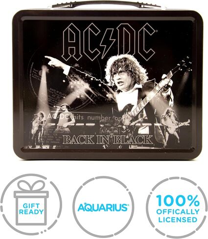 AQUARIUS AC/DC Back in Black Fun Box 8.6x6.8 بوصة - حاوية تنظيم تخزين من القصدير الصخري هدية قابلة للجمع للمراهقين والبالغين ومحبي الموسيقى in Kuwait