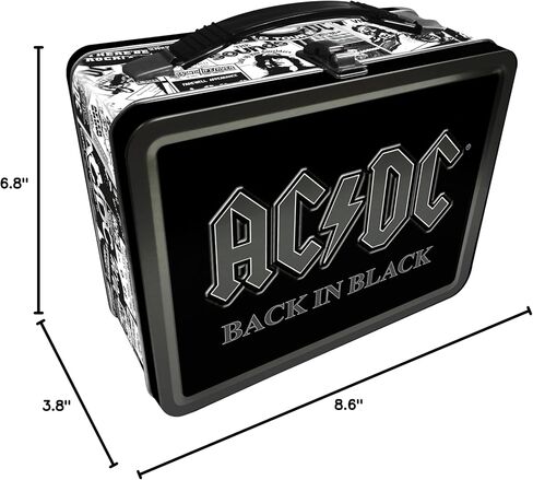 AQUARIUS AC/DC Back in Black Fun Box 8.6x6.8 بوصة - حاوية تنظيم تخزين من القصدير الصخري هدية قابلة للجمع للمراهقين والبالغين ومحبي الموسيقى in Kuwait